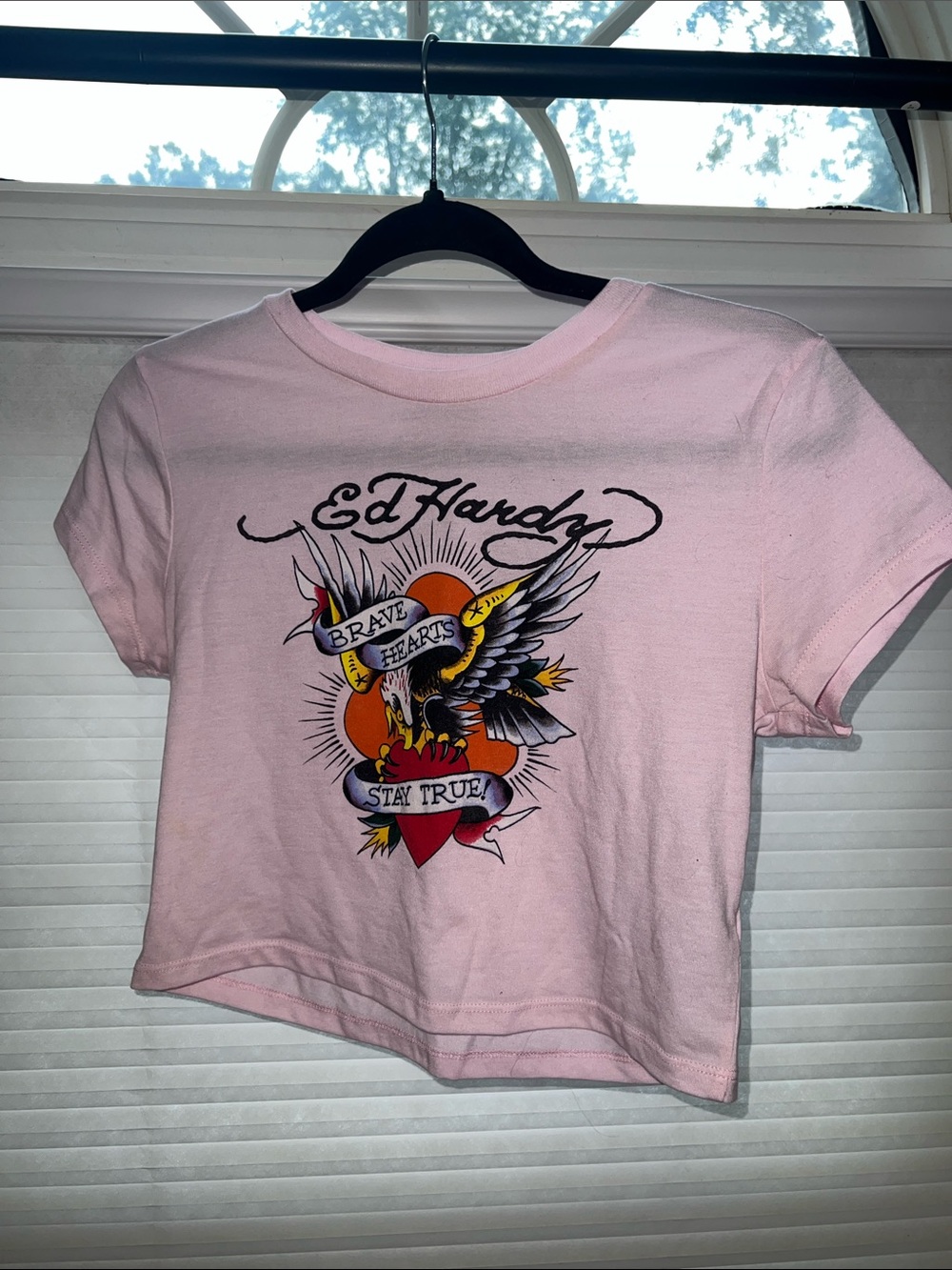 Ed Hardy Pink Short-Sleeve Graphic Tee with Eagle & Heart
